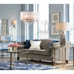 Possini Euro Farina 23" Wide Organza Silver Pendant Light