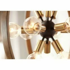 Possini Euro Stedman 25" 12-Light Gold And Wood Sputnik Orb Chandelier