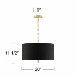 20" Wide Warm Gold Pendant Light With Black Shade -Lighting Sales Shop 20 inch wide warm gold pendant light with black shade 42e61views5