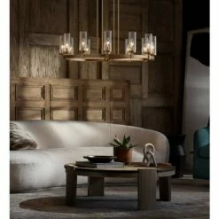 Stiffel Aron 36" Wide Brass 12-Light Wagon Wheel Chandelier