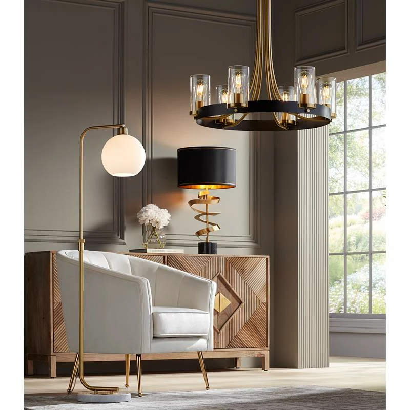 Stiffel Ferrers 26" Wide Dark Bronze And Gold 6-Light Chandelier 3 Stiffel Ferrers 26" Wide Dark Bronze And Gold 6-Light Chandelier