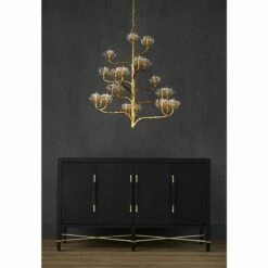 Agavé Americana 42" Wide 22-Light Dark Gold Leaf Chandelier