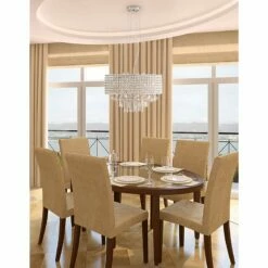 Elva Chrome 19" Wide Beaded Crystal Pendant Light