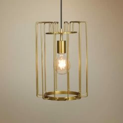 Access Lighting Wired 9" Wide Gold Open Cage LED Mini Pendant