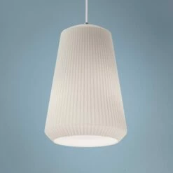 AFX Isla 11" Wide Frosted White Ribbed Glass Mini Pendant