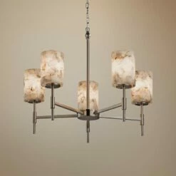 Alabaster Rocks!™ Union 24" Wide Nickel 5-Light Chandelier