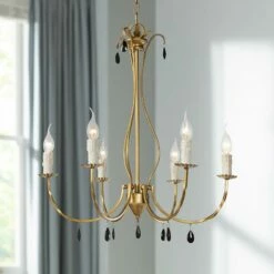 Alexis 23" Wide Antique Brass Metal 6-Light Chandelier