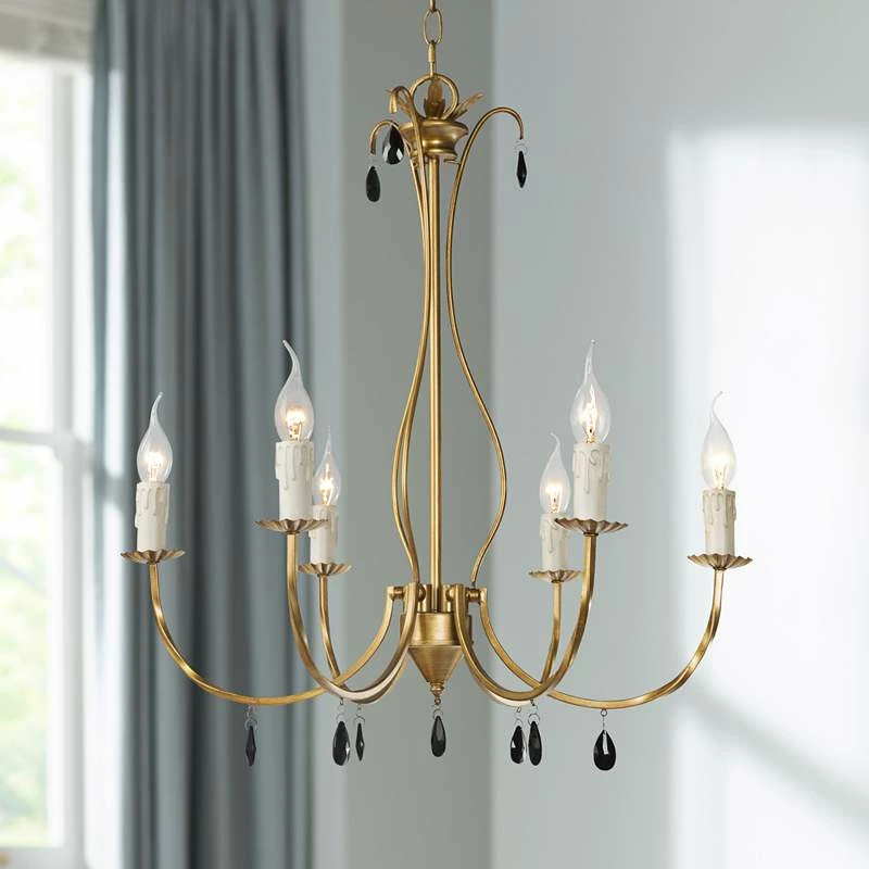 Alexis 23" Wide Antique Brass Metal 6-Light Chandelier 2 Alexis 23" Wide Antique Brass Metal 6-Light Chandelier