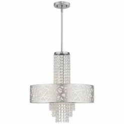 Allendale 18"W Polished Nickel Crystal Pendant Chandelier -Lighting Sales Shop allendale 18 inchw polished nickel crystal pendant chandelier 69m09
