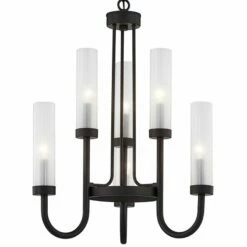 Anchor 22 1/2" Wide Matte Black 6-Light Chandelier -Lighting Sales Shop anchor 22 and one half inch wide matte black 6 light chandelier 861h1views1