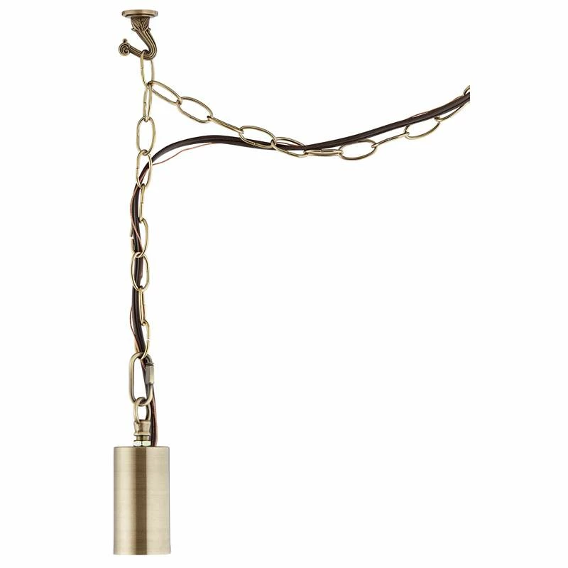 Antique Brass Plug-In Hanging Swag Chandelier With Frosted A19 LED Bulb 8 Antique Brass Plug-In Hanging Swag Chandelier With Frosted A19 LED Bulb - Image 6