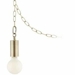 Antique Brass Plug-In Hanging Swag Chandelier With Milky G25 LED Bulb