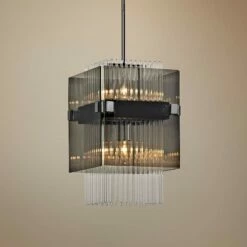 Troy Apollo 10 1/2"W Dark Bronze And Polished Chrome Mini Pendant