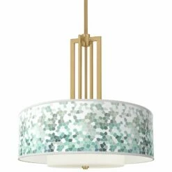 Aqua Mosaic Carey 24" Gold 4-Light Chandelier