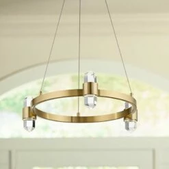 Arabella 20 1/2"W Champagne Gold 6-Light LED Crystal Pendant