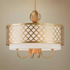 Arabesque 18" Wide Soft Gold Drum Pendant With Downlight