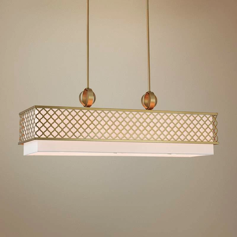 Arabesque 39 3/4"W Soft Gold Kitchen Island Light Pendant 3 Arabesque 39 3/4"W Soft Gold Kitchen Island Light Pendant