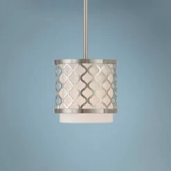 Arabesque 7" Wide Brushed Nickel Drum Mini Pendant