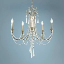 Arcadia 23 1/2"W Antique Silver Crystal 5-Light Chandelier