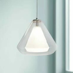 AFX Armitage 10" Wide Satin Nickel And Glass Modern LED Mini Pendant