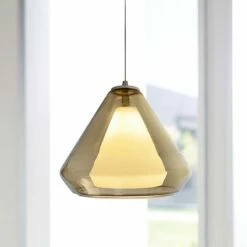 AFX Armitage 10"W Satin Nickel LED Mini Pendant With Brown Glass