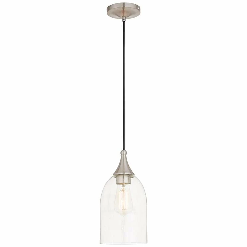 Art Glass 6 1/4"W Clear Glass Brushed Nickel Mini Pendant 4 Art Glass 6 1/4"W Clear Glass Brushed Nickel Mini Pendant - Image 2