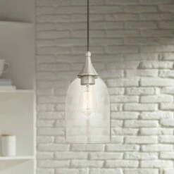 Art Glass 6 1/4"W Clear Glass Brushed Nickel Mini Pendant