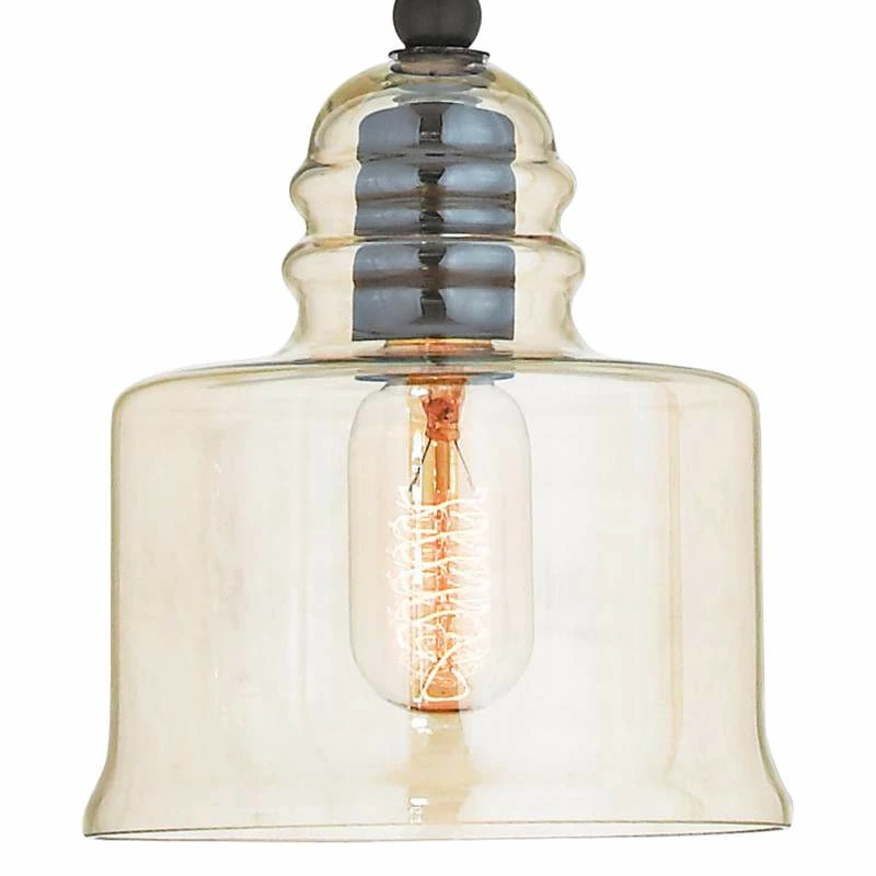 Art Glass 6 3/4" Wide English Bronze Mini Pendant 5 Art Glass 6 3/4" Wide English Bronze Mini Pendant - Image 3