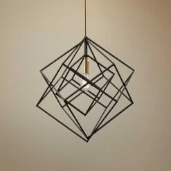 Artistry 16" Wide Matte Black And Satin Brass Pendant Light