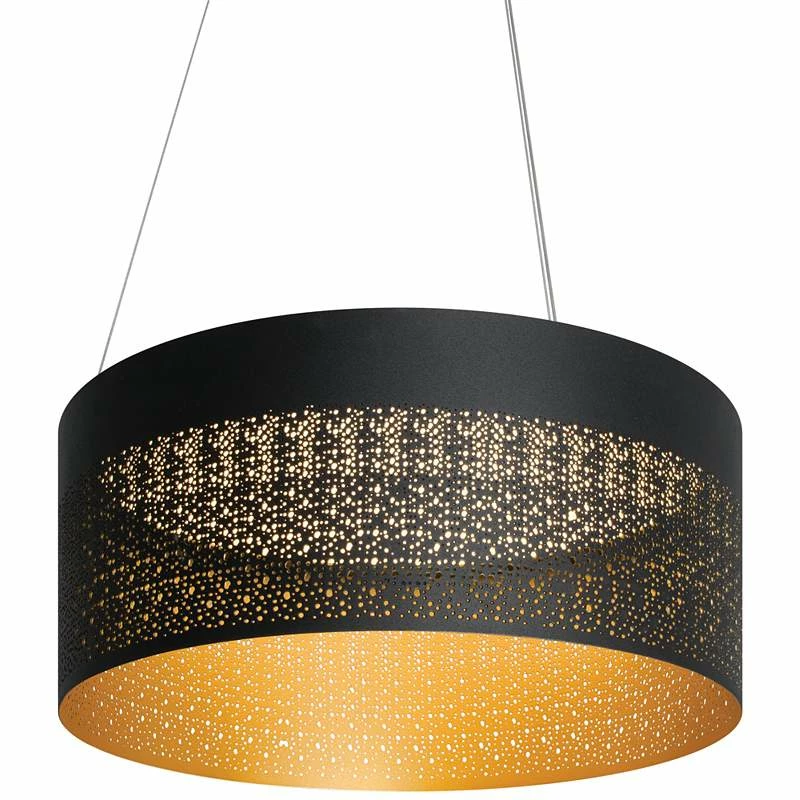 AFX Ash 20" Wide Black And Gold LED Drum Pendant Light 4 AFX Ash 20" Wide Black And Gold LED Drum Pendant Light - Image 2