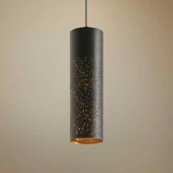 AFX Ash 3 1/2" Wide Black And Gold Cylinder LED Mini Pendant