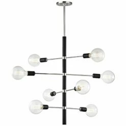 Astrid 28" Wide Polished Nickel And Black 8-Light Chandelier