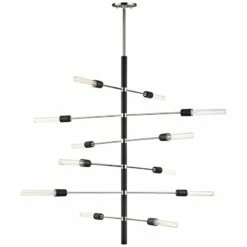 Astrid 36"W Polished Nickel And Black 12-Light Chandelier -Lighting Sales Shop astrid 36 inchw polished nickel and black 12 light chandelier 45k60views3