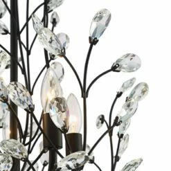 Aurine 18" Wide Matte Black And Crystal Floral 5-Light Chandelier -Lighting Sales Shop aurine 18 inch wide matte black and crystal floral 5 light chandelier 91k44views2