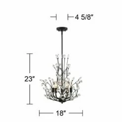 Aurine 18" Wide Matte Black And Crystal Floral 5-Light Chandelier -Lighting Sales Shop aurine 18 inch wide matte black and crystal floral 5 light chandelier 91k44views5
