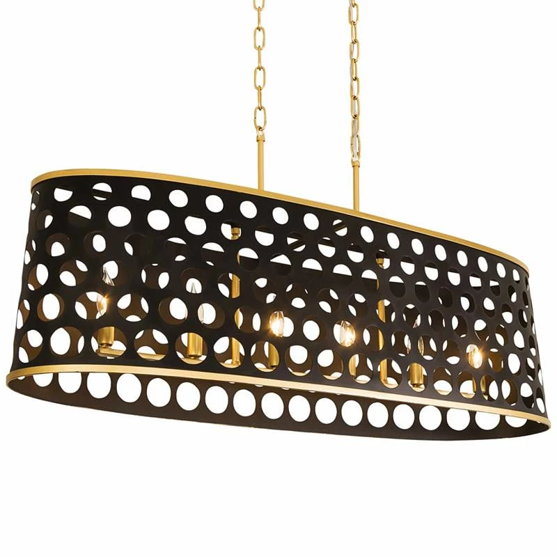 Bailey 44" Wide Matte Black Gold 6-Light Island Pendant 4 Bailey 44" Wide Matte Black Gold 6-Light Island Pendant - Image 2
