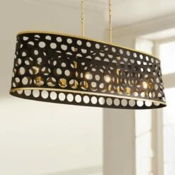 Bailey 44" Wide Matte Black Gold 6-Light Island Pendant
