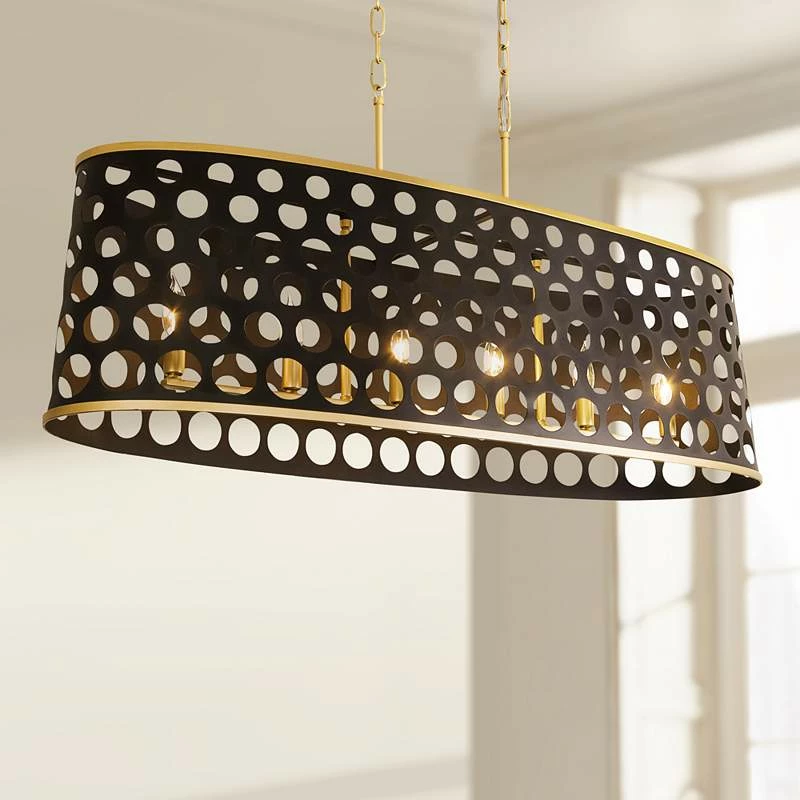 Bailey 44" Wide Matte Black Gold 6-Light Island Pendant 3 Bailey 44" Wide Matte Black Gold 6-Light Island Pendant
