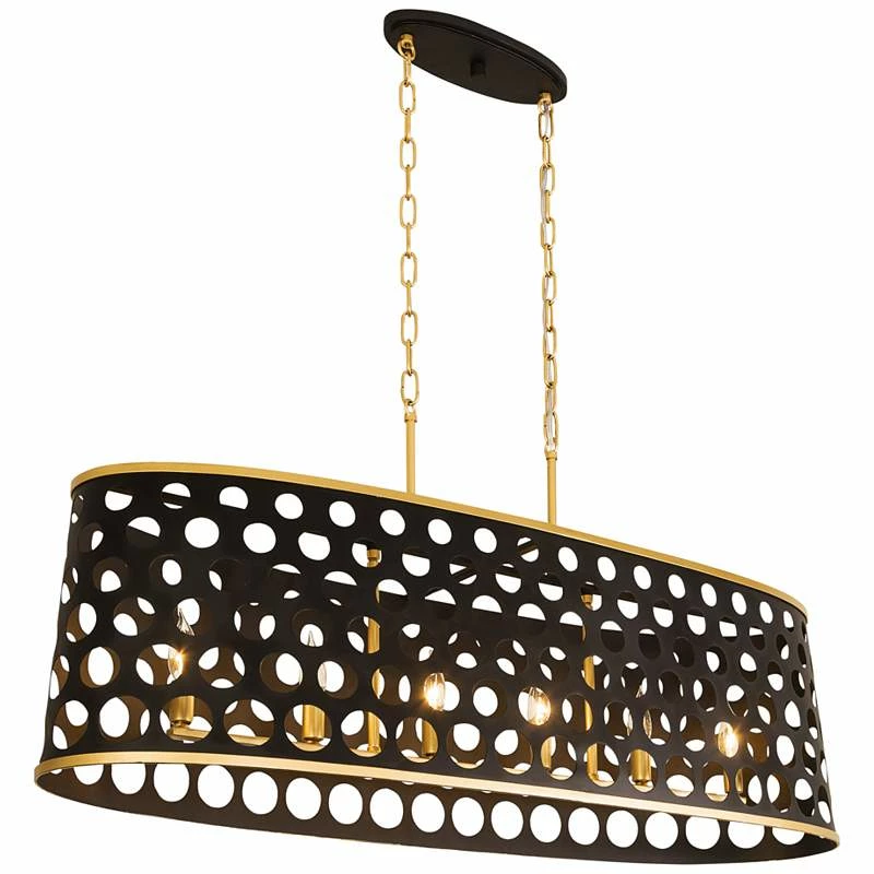 Bailey 44" Wide Matte Black Gold 6-Light Island Pendant 7 Bailey 44" Wide Matte Black Gold 6-Light Island Pendant - Image 5