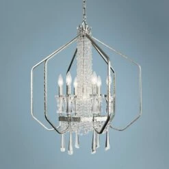 Barcelona 26" Wide Transcend Silver 7-Light Crystal Pendant