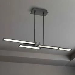 Bayswater 46"W Matte Black 4-Light LED Island Pendant Light