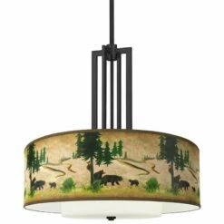 Bear Lodge Carey 24" Black 4-Light Chandelier
