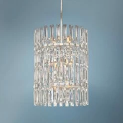 Belle Aurore 17"W Silver Leaf Crystal Foyer Pendant Light