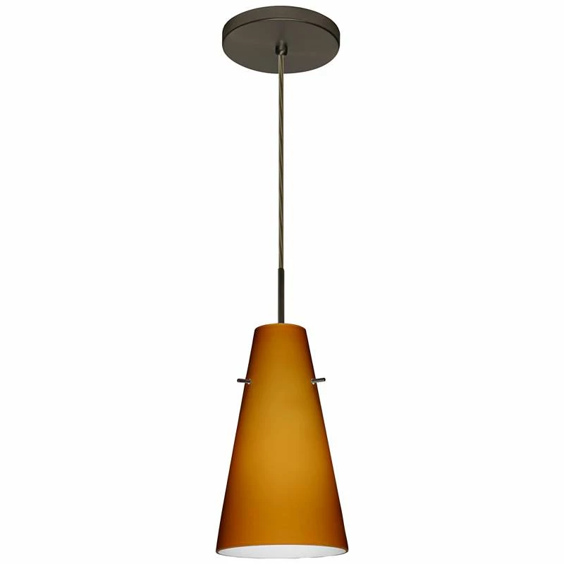 Besa Cierro 5 2/3" Wide Amber Glass Bronze LED Mini Pendant 4 Besa Cierro 5 2/3" Wide Amber Glass Bronze LED Mini Pendant - Image 2