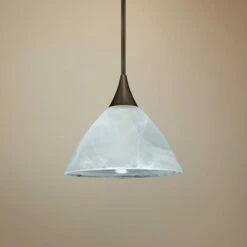 Besa Domi 5" Wide Bronze Marble Glass Mini Pendant