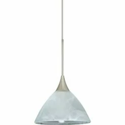 Besa Domi 5" Wide Satin Nickel Marble Glass Mini Pendant