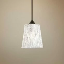 Besa Nico 4 3 1/2"W Bronze Glitter Stone Glass Mini Pendant