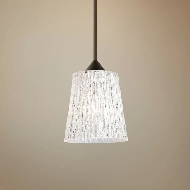 Besa Nico 4 3 1/2"W Bronze Glitter Stone Glass Mini Pendant 3 Besa Nico 4 3 1/2"W Bronze Glitter Stone Glass Mini Pendant