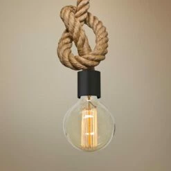 Besa Solo 2" Wide Knotted Rope Black Mini Pendant