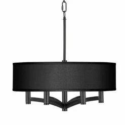 Black Faux Silk Ava 6-Light Black Pendant Chandelier